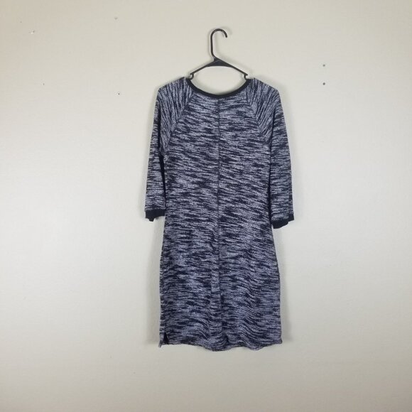 Old Navy 3/4 Sleeve Black & White Marled Dress Medium Thick Knit Tweed Like - Picture 6 of 7